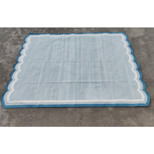 Cotton Scalloped Edge Reversible Rug - 6'x9'. Scalloping runs along 6' sides. These special flat-weave dhurries are hand-...