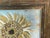 Abstract Sunflower painting acrylic on paper signed by artist and framed in beautiful rustic frame, under glass.