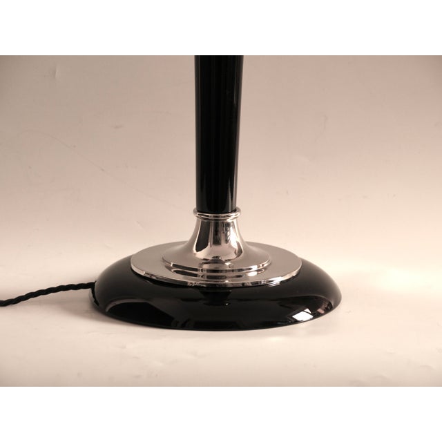 French Art Deco Table Lamp in Black Wood and Silver Metal from Mazda, 1920s For Sale - Image 15 of 16
