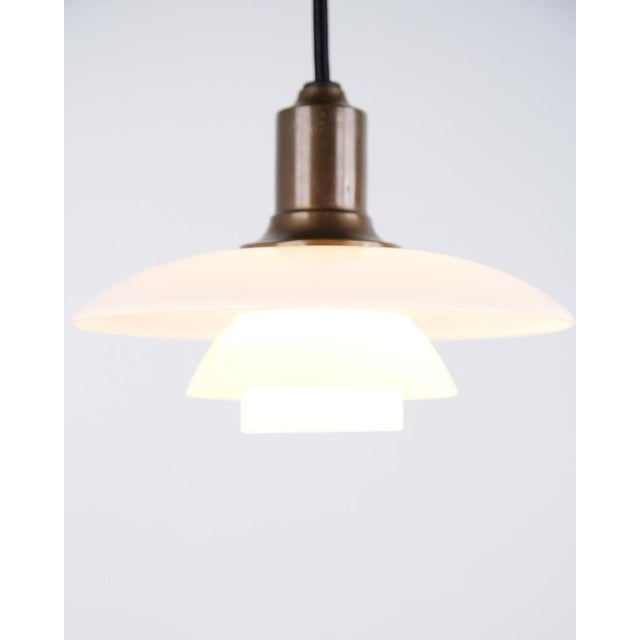 Louis Poulsen Pendant Lamp in Burnished Brass and Opal Glass by Poul Henningsen for Louis Poulsen For Sale - Image 4 of 10