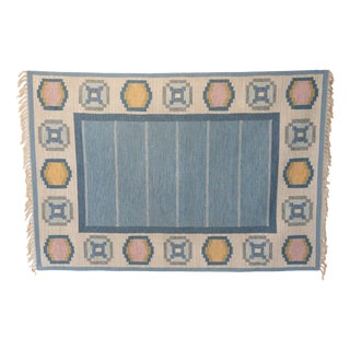 Large Mid-Century Modern Swedish Kilim Rug by Ingegerd Silow, 1960 For Sale