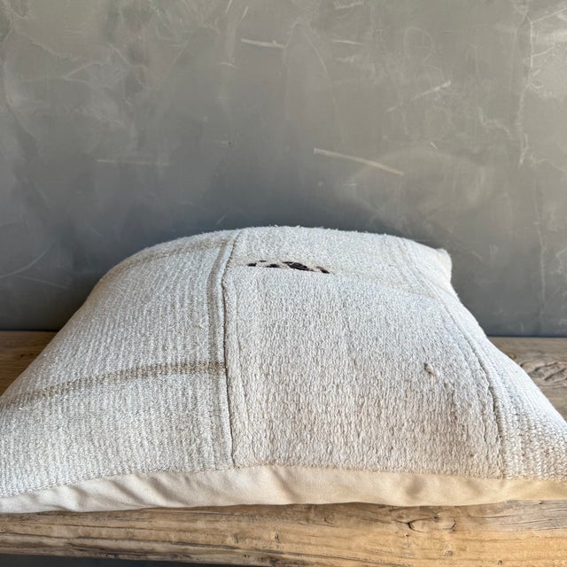 Textile Vintage Turkish Hemp Rug Pillow 21" X 21" With Down Insert For Sale - Image 7 of 8