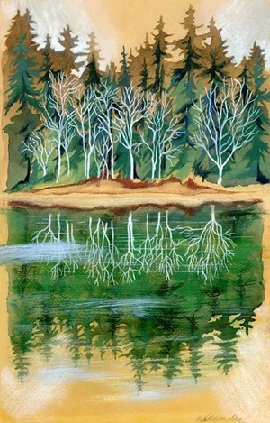 Original Landscape Painting, Shoreline by Kathleen Ney
