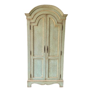 French Celadon Painted Armoire For Sale