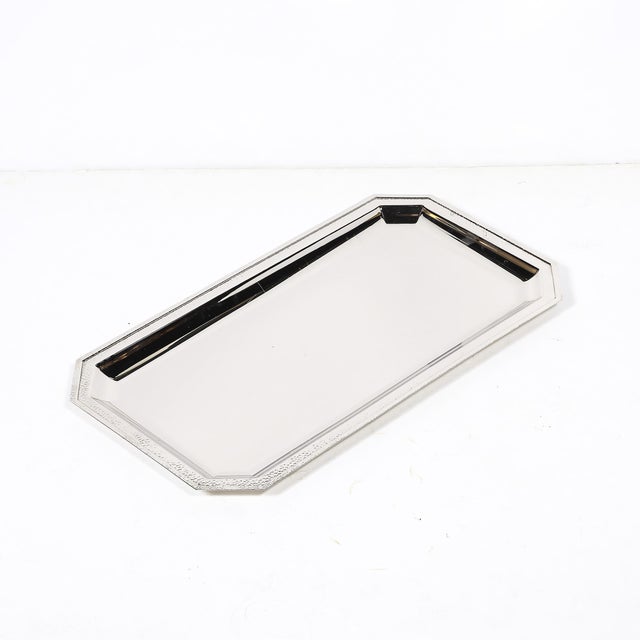 Set of Three Reed and Barton Silver Plate Trays With Hand-Hammered Detailing For Sale - Image 16 of 18