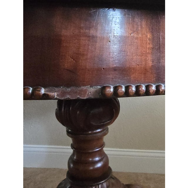 Antique French Mahogany Marble Top Table Hand Carved Pedestal C.1830s Louis Phillippe For Sale In Dallas - Image 6 of 7