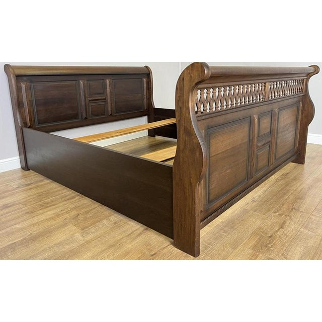 Vintage French King Size Sleigh Bed Frame For Sale - Image 9 of 9