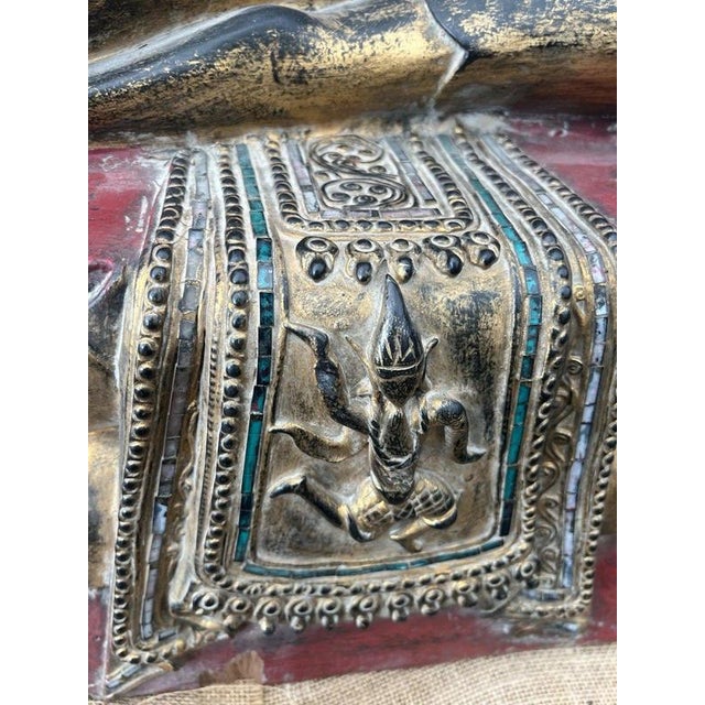 Thai Hand-Carved Giltwood Seated Buddha Statue For Sale - Image 4 of 16