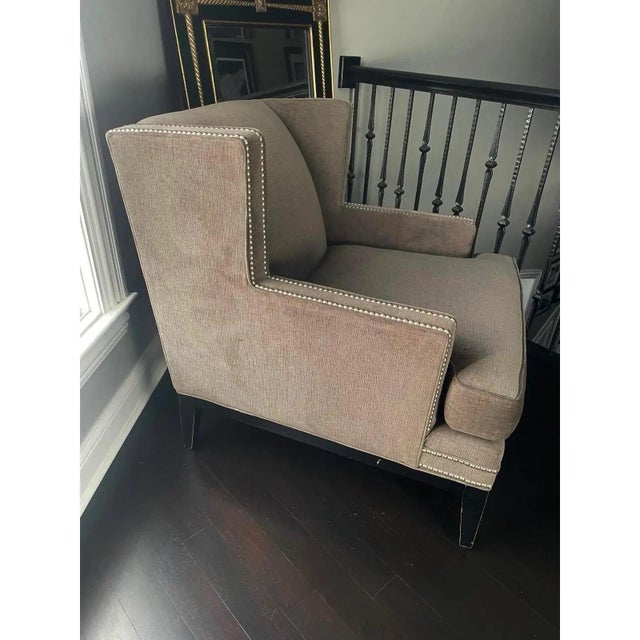 Offered is a modern accent chair by Mitchell Bob + Williams. This chair features a lovely medium gray upholstery with...