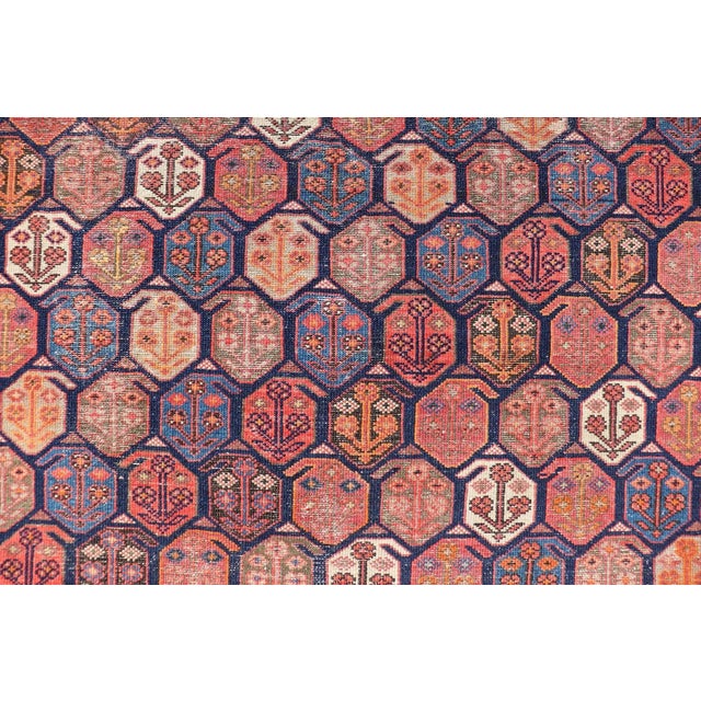 Textile Antique Malayer Rug in Soft Tones in Wool With Sub-Geometric Paisley Design For Sale - Image 7 of 11