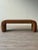 Vintage 1980s waterfall bench, newly reupholstered in champagne cut mohair. The elongated seat curves downward at both...