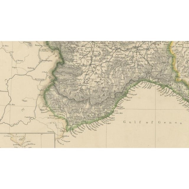 Paper Antique Hand-Colored Political Map of Italy, 1860 For Sale - Image 7 of 12