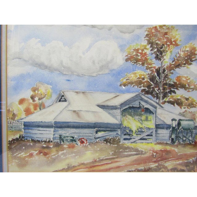 1960s Vintage Watercolor Painting Old Country House/Barn by Norman (1963) For Sale - Image 5 of 9