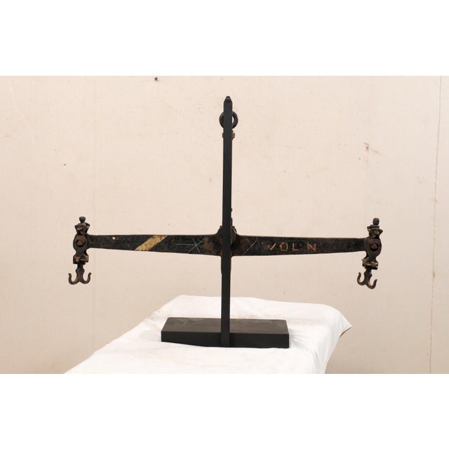 Mid 20th Century French Mercantile Iron Scale on Stand For Sale - Image 11 of 12