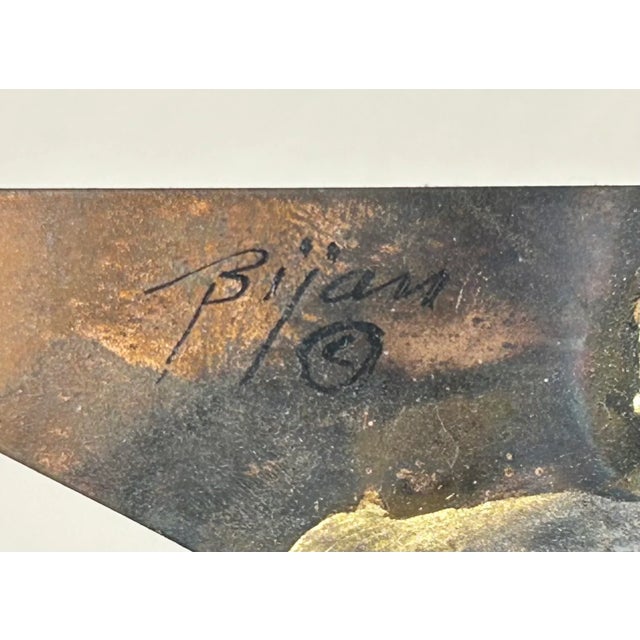 Brutalist Vintage 1970’s American Brutalist Welded Copper/Brass Metal Sailboat on Stone Base Sculpture by Bijan Bahar For Sale - Image 3 of 7