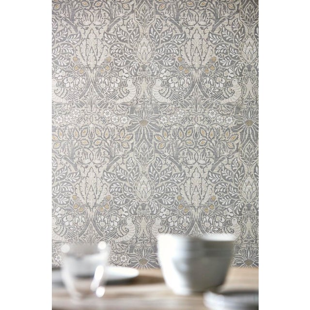 English Morris & Co Pure Dove & Rose Wallpaper in Grey Blue For Sale - Image 3 of 3