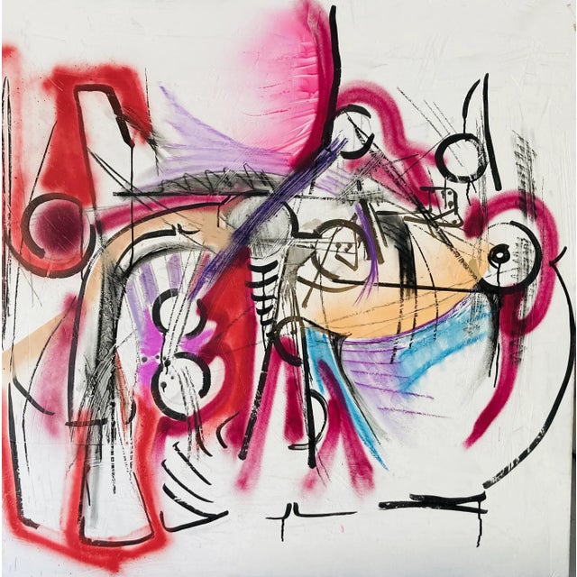2020s Original Abstract Painting by Erik Sulander, “The Surgeon”, 48x48 on Wood, Mixed-Media, With Nft. Signed M, Unframed. For Sale - Image 5 of 5