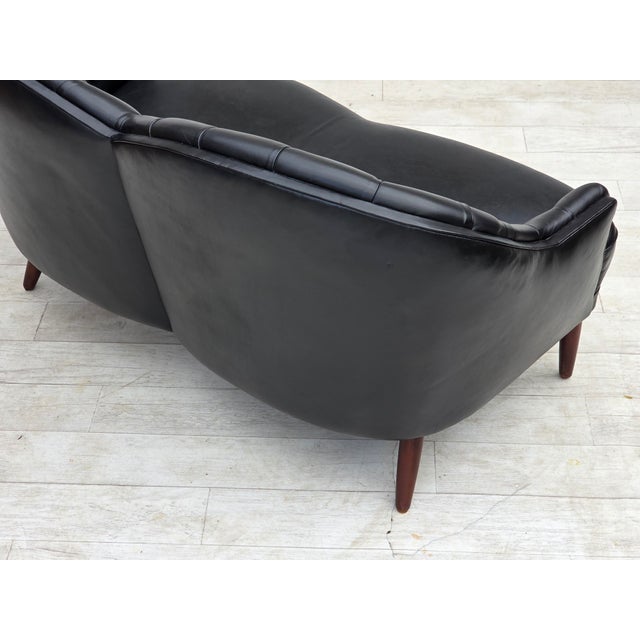 Scandinavian Sofa in Black Furniture Leather, 1960s For Sale - Image 15 of 18