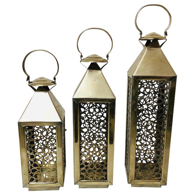 Vintage Moroccan Candle Lanterns Set of 3 Chairish