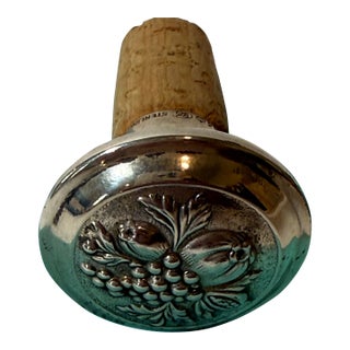 Rare Vintage Tiffany & Co. Sterling Silver Grape Wine Bottle Stopper With Pouch Ex For Sale