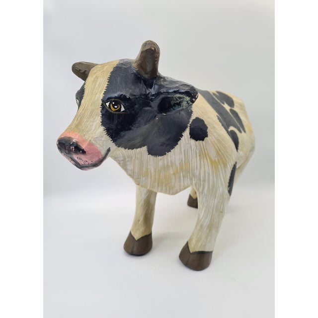 Decorative Papier-Mâché Cow Figurine, 1970s For Sale - Image 4 of 13