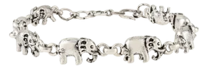 Elephant Promenade Oxidized Link Chain Bracelet in 925 Silver by Carat&her