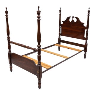 1980s Ethan Allen Georgian Court Solid Cherry Poster Bed - Twin For Sale