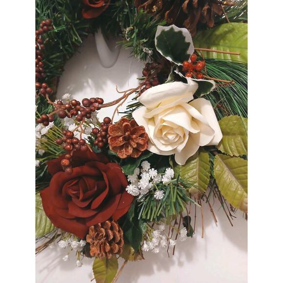 2020s Elegant Victorian Roses Winter Door Wreath Holiday Decor Christmas Arrangement‎ For Sale - Image 5 of 12
