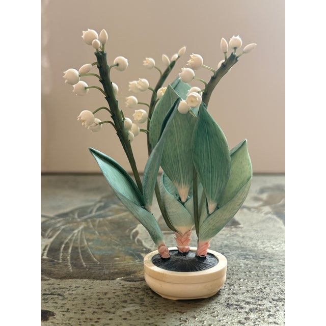 White Polychrome Carved Potted Lily of the Valley For Sale - Image 8 of 12