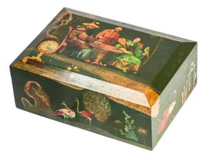 Lovely Asian Inspired Antique Hand Painred Large Humidor Box Chinoiserie Home Decor