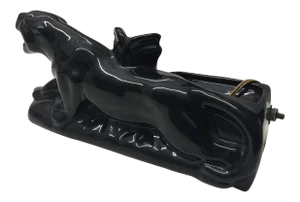 Art Deco Italian Ceramic Black Panther Table Lamp, 1920s