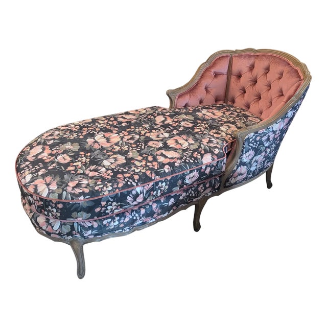 1940s Vintage French Chaise With New Upholstery For Sale