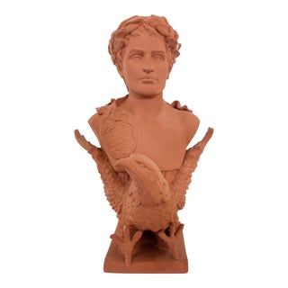 Vintage Terracotta Bust Statue For Sale