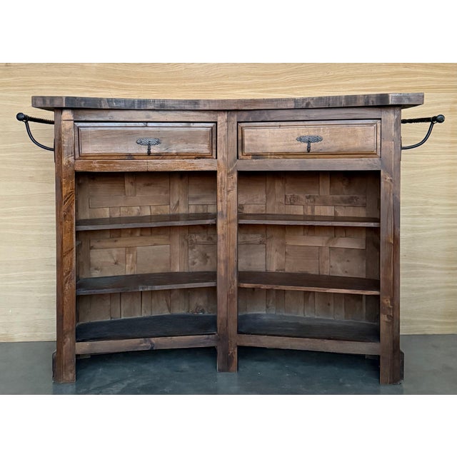 Brown Spanish Carved Walnut Draper’s Counter, Castilian Revival, 1930s For Sale - Image 8 of 18