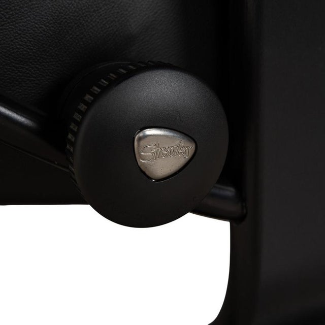 Dark Grey Leather Stressless Sunrise Recliner with Manual Function For Sale - Image 13 of 18