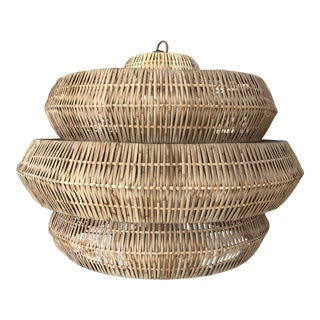 Currey & Co. Antibes Rattan Chandelier, 9-Light For Sale