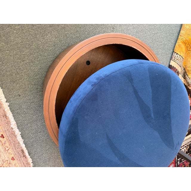 Blue West Elm Drum Shaped Storage Ottoman, Sapphire For Sale - Image 8 of 12