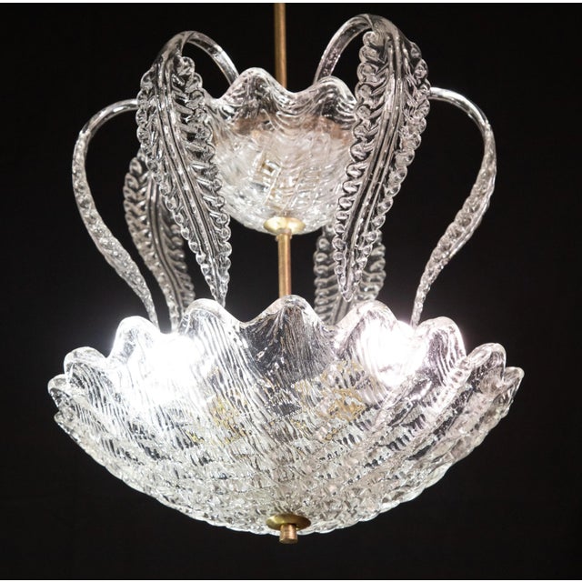Splendid Art Deco chandelier attributed to Ercole Barovier made by the Barovier & Toso glassworks in the 1940s-1950s. The...