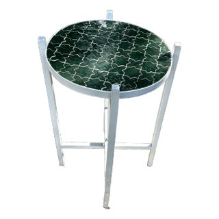 Moroccan Zellige Green Mosaic Indoor/Outdoor Table For Sale