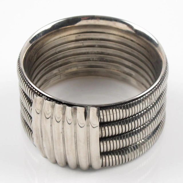 1970s Space Age Machine Age Massive Silvered Metal Bracelet Bangle For Sale - Image 5 of 7