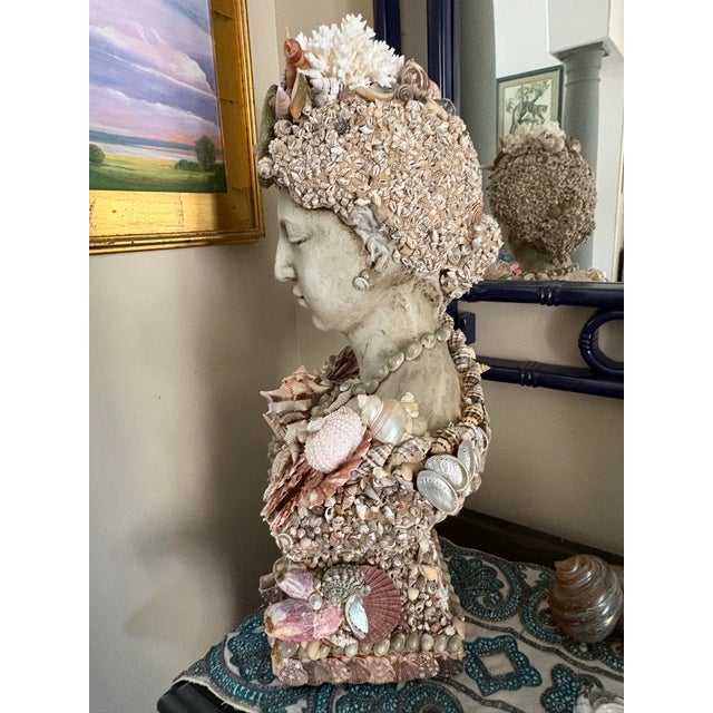 Seashell Encrusted Ocean Goddess Bust For Sale In Savannah - Image 6 of 12