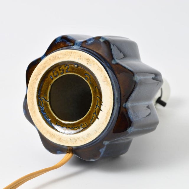 Danish Modern Blue Glaze Table Lamp by Einar Johansen for Søholm, 1960s For Sale - Image 6 of 8