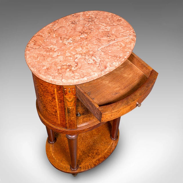 Brown 1870's Antique Oval Bedside Cabinet For Sale - Image 8 of 12