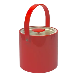 Engine Red Faux Patent Leather Ice Bucket Attributed to Georges Briard