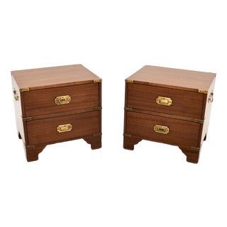 Antique Military Campaign Bedside Chests, 1930s, Set of 2 For Sale