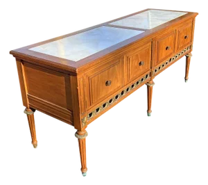 Vintage Marble Top Console Side or Accent Table in French Provincial Style