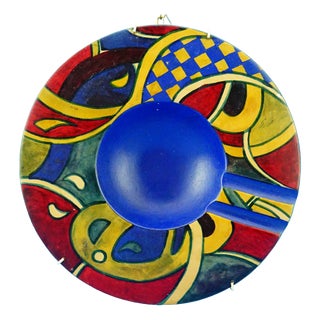 Large Vintage Terracotta Ashtray with Abstract Decoration, 1930s For Sale