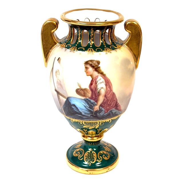 Royal Vienna Cabinet Vase, Allegory of Painting & Architecture, Signed Herner For Sale