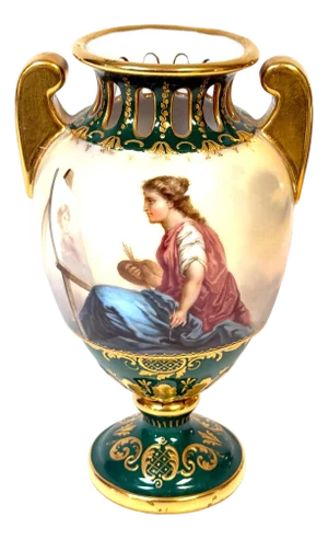 Royal Vienna Cabinet Vase, Allegory of Painting & Architecture, Signed Herner