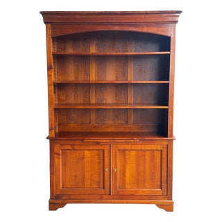 20th Century Cherry Wood Bookcase with Sliding Writing Surface, 1920s For Sale